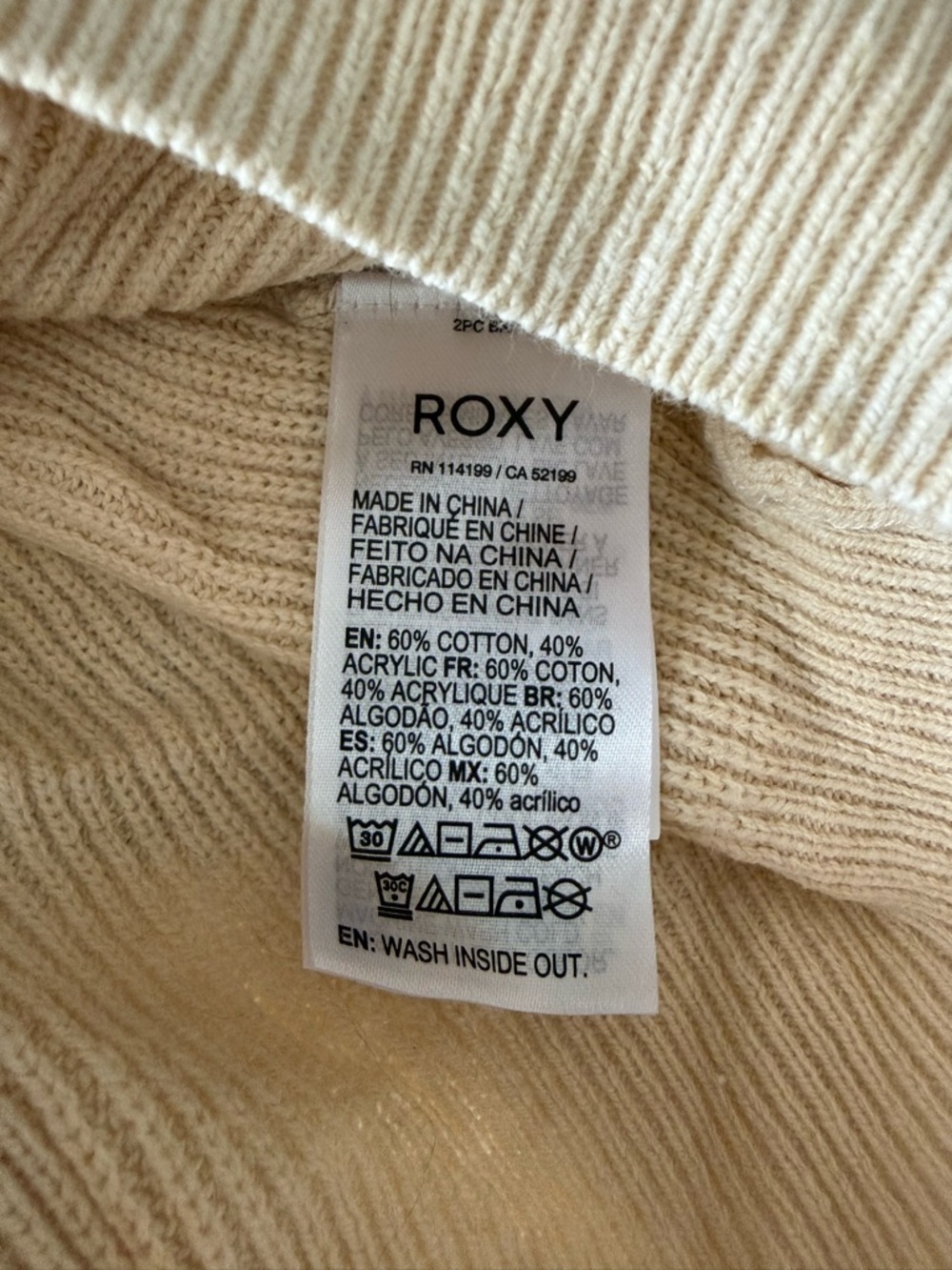 ROXY Cream Knit Tank Top V-Neck Ribbed Sweater Vest Size M - Picture 5 of 5